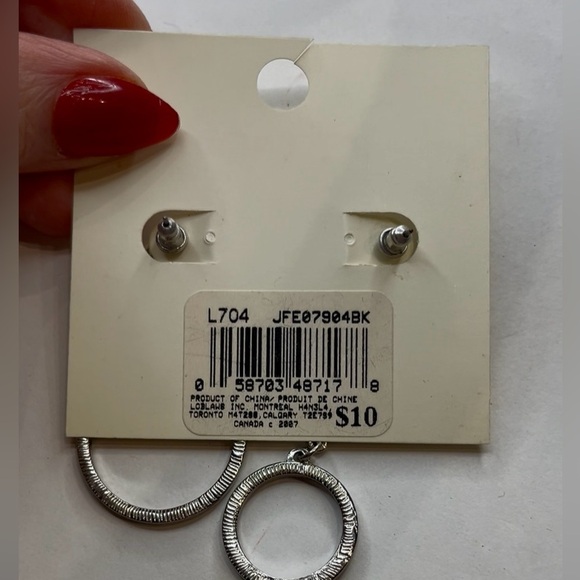 Joe Fresh Silver and Blue Hoop Earrings - Picture 5 of 5